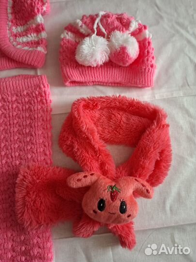 Вязаный костюм розовый для девочки