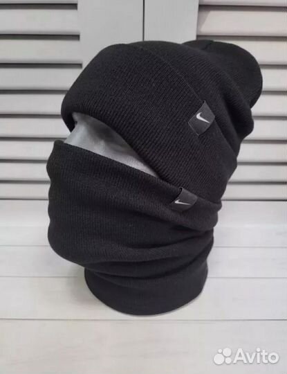 Шапка бини Nike со снудом Nike зимняя теплая