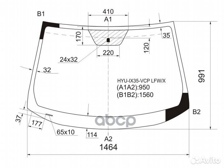 Стекло лобовое Hyundai ix35 09-15 / Tucson 09-15