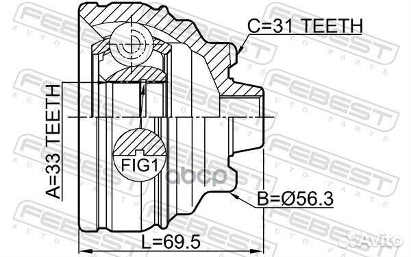Шрус наружный 33x56.3x31 1910-F30 Febest