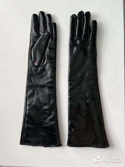 Длинные Перчатки натуральная лаковая кожа 7-7,5