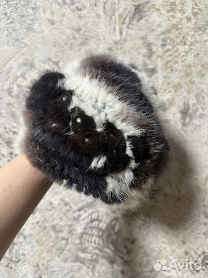 Шапка норковая вязаная