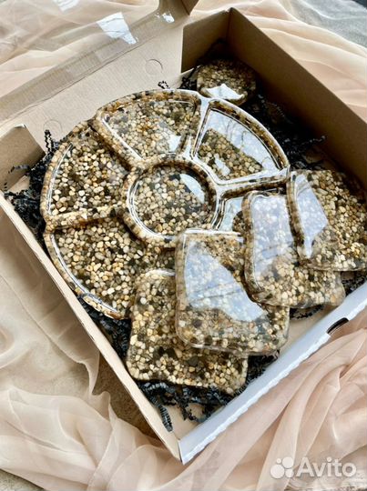 Менажница и подстаканники из эпоксидной смолы