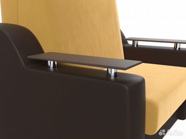 Диван прямой аккордеон Сенатор 120, микровельвет, желтый, коричневый