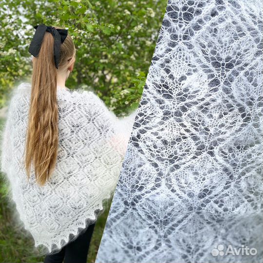 Пуховые белые косынки