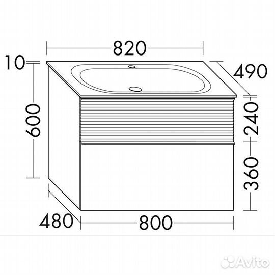 Burgbad Fiumo База с раковиной с 1 отв под смес 8
