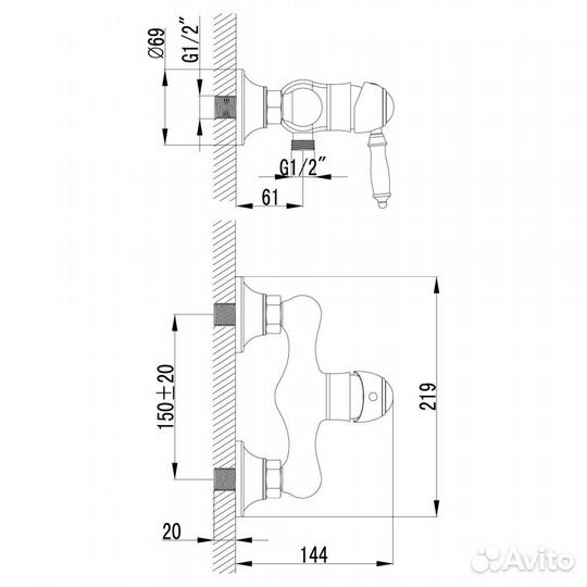 Смеситель для душа Lemark Villa (LM4803B)