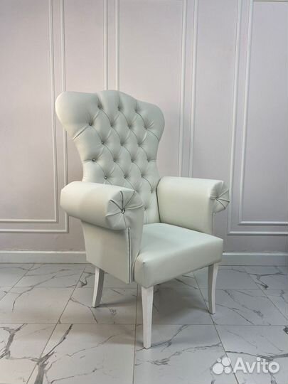 Кресло-трон Компакт, белая экокожа