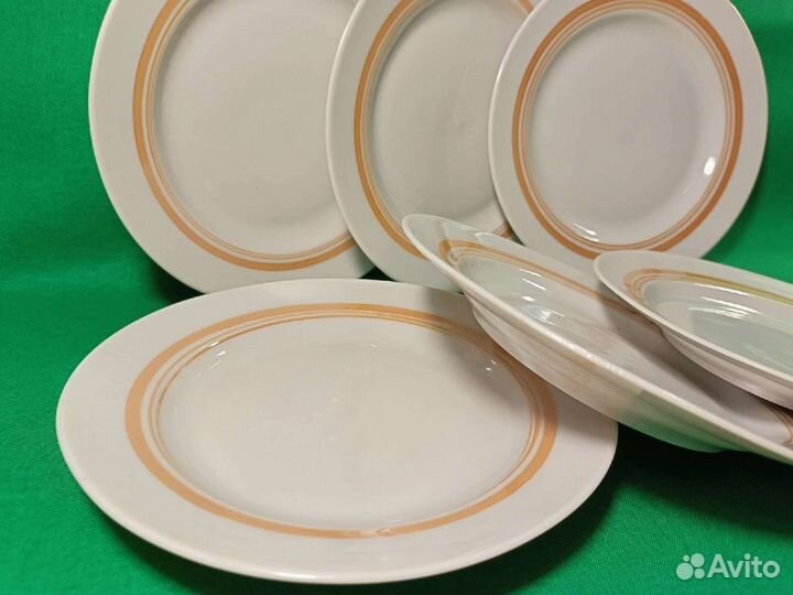 Тарелка, блюдце СССР фарфор Дулево набор 6 шт, нов