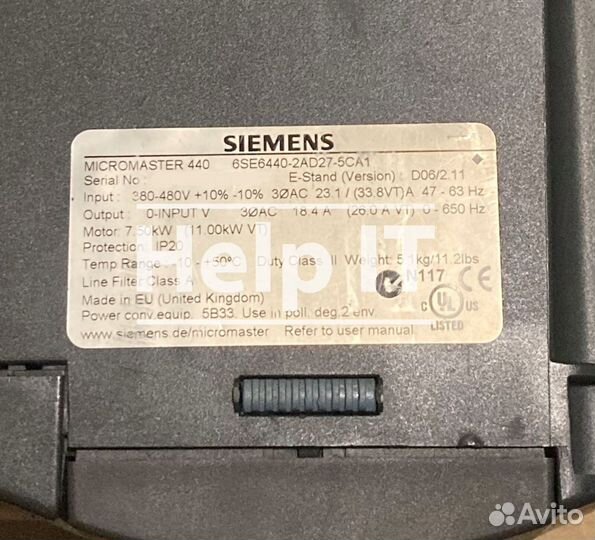 Преобразователь частоты Siemens 6SE6440-2AD27-5CA1