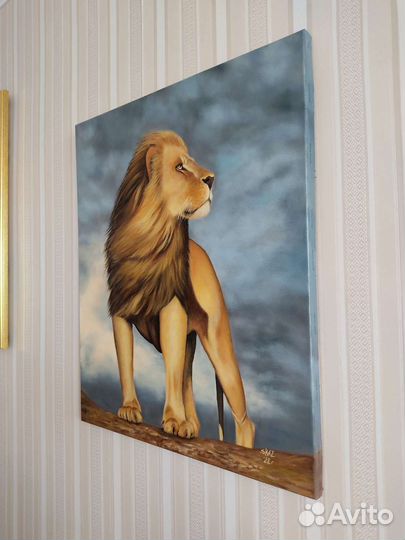 Картина маслом на холсте Лев, ручная работа
