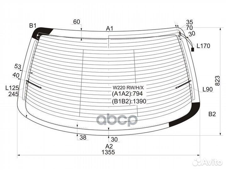 Стекло заднее с обогревом mercedes-benz S-class
