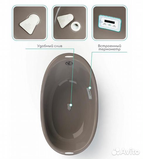 Ванночка для купания amarobaby raft, серый