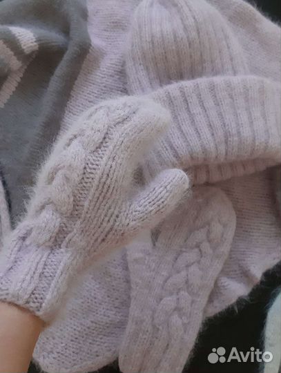 Шапка варежки платок из пуха норки