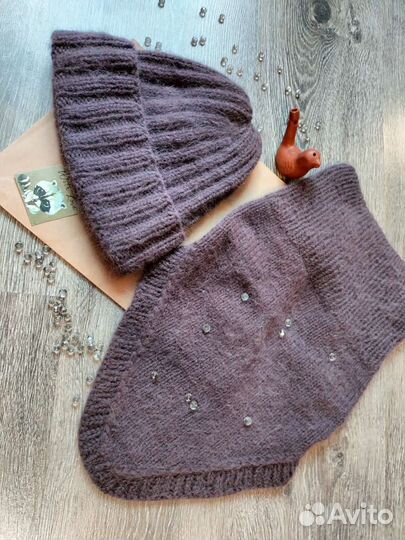 Комплект шапка и снуд женский