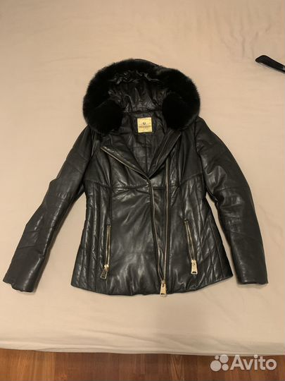 Куртка кожаная женская 42 44 с капюшоном