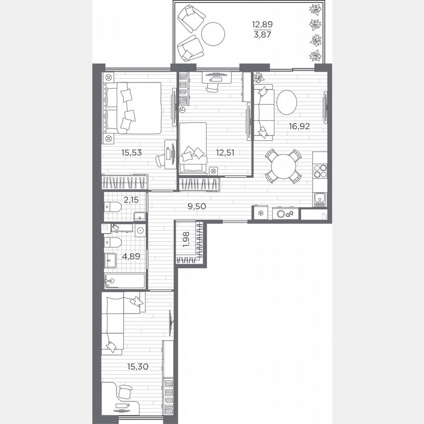 3-к. квартира, 82,7 м², 1/5 эт.