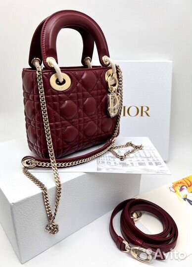 Сумка Lady Dior Mini бордовая