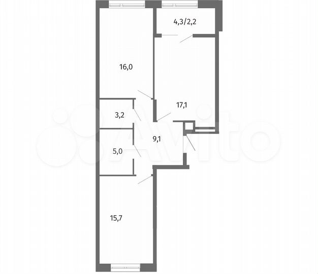 2-к. квартира, 68,3 м², 2/13 эт.