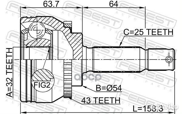 Шрус внешний 32X54X25 mitsubishi galant EA3A/E