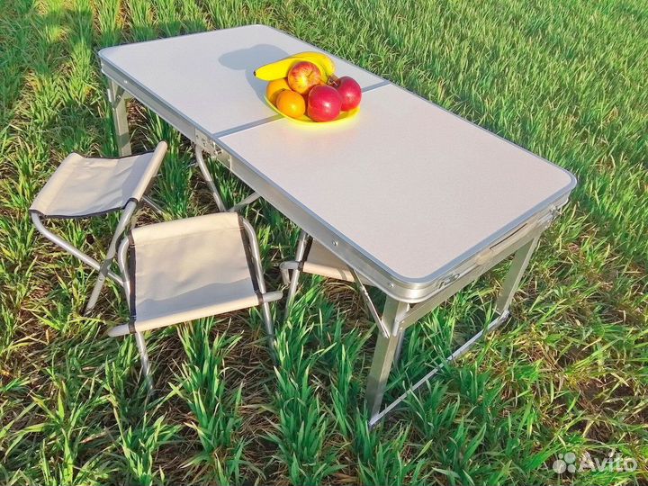 Стол раскладной + 4 стула (алюминий) усиленный PRO