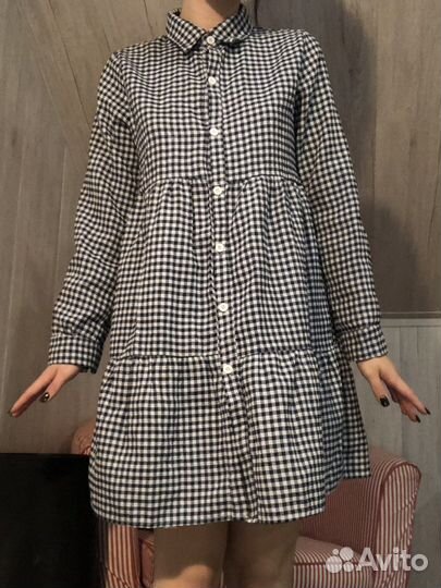 Женское платье-рубашка в клетку