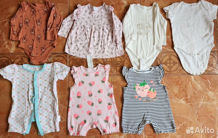 Песочник, боди, платье 62-68