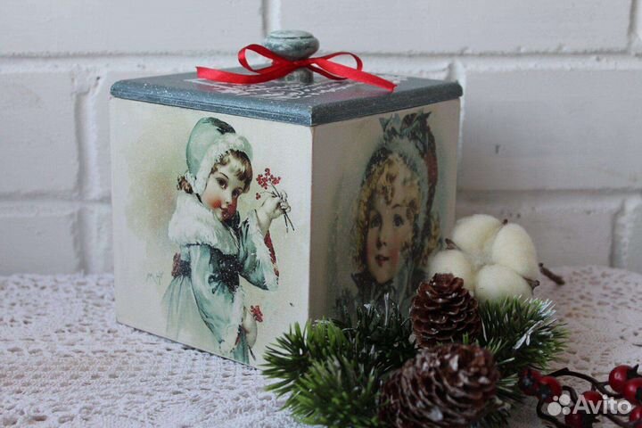 Новогодний винтажный короб