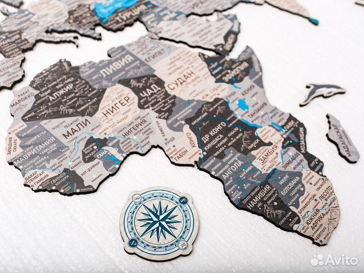 Деревянная карта мира из дерева настенная, Орск