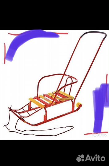 Детские санки с доп. колесами от года. Новые