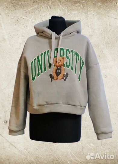 Толстовка укороченная на флисе женская 46, 48 разм