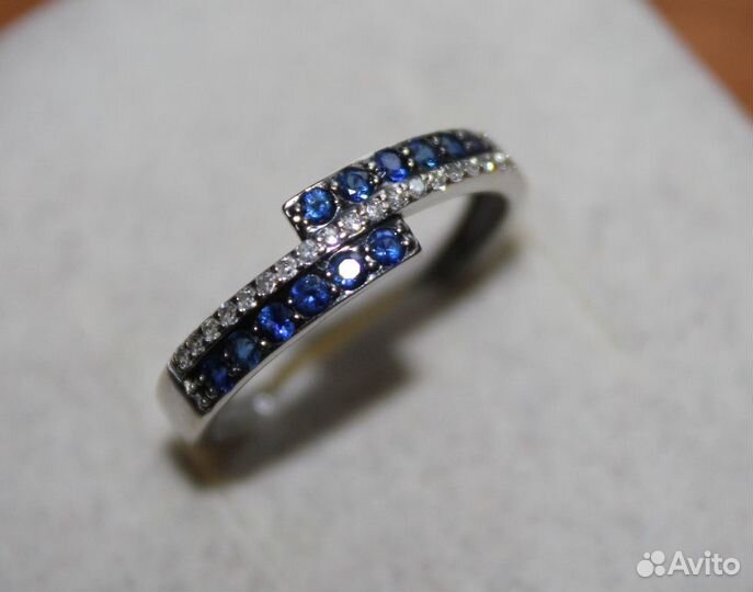 Золотое кольцо. Сапфиры. Бриллианты. Золото 585