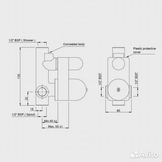 Встраиваемая часть перек-теля Jaquar ALD-CHR-055N