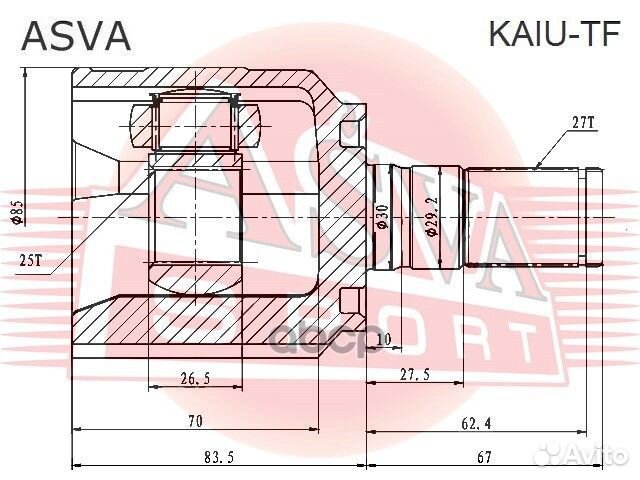 ШРУС внутренний optima/sonata 27x25x40 kaiutf asva