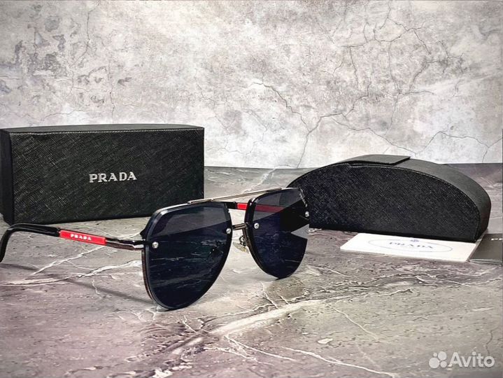 Очки Prada Aviator черные мужские