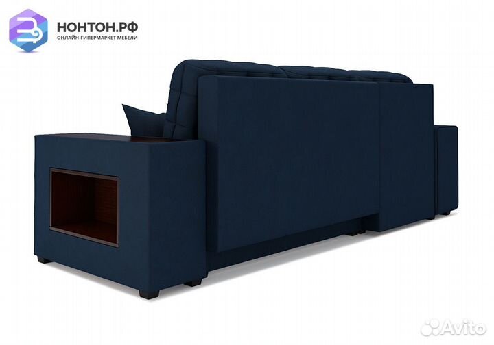 Угловой диван еврокнижка Мадрид велюр темно-синий