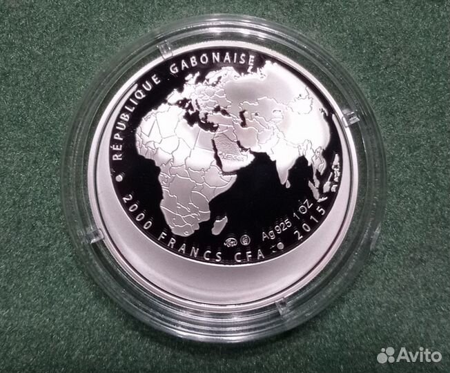 Монета Габон 2015 Святыня мусульман Кааба Серебро