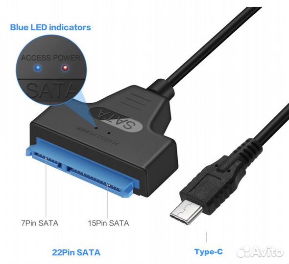 Переходник с USB-C на SATA для HDD и SSD