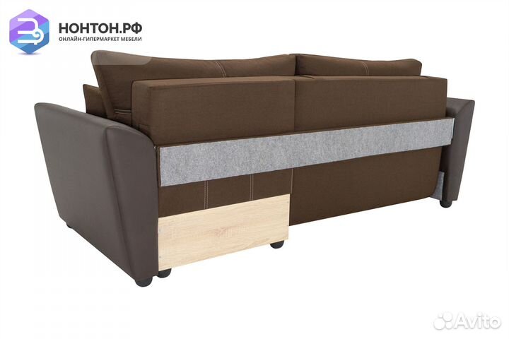 Диван угловой еврокнижка Амстердам коричневый