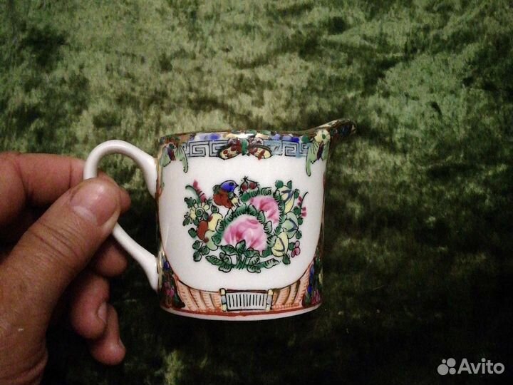 Молочник сливочник старый Китай ручная роспись