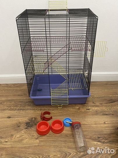 Клетка для грызунов + поилка и миски крыс