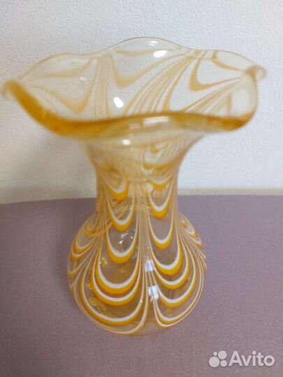 Ваза цветное стекло гутная техника СССР