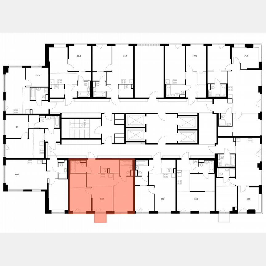 2-к. квартира, 58,1 м², 21/32 эт.