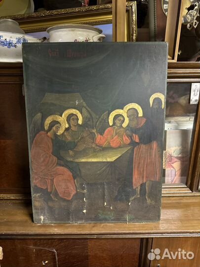 Икона старинная Троица
