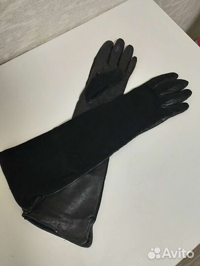 Перчатки женские кожаные длинные 7,5 весна