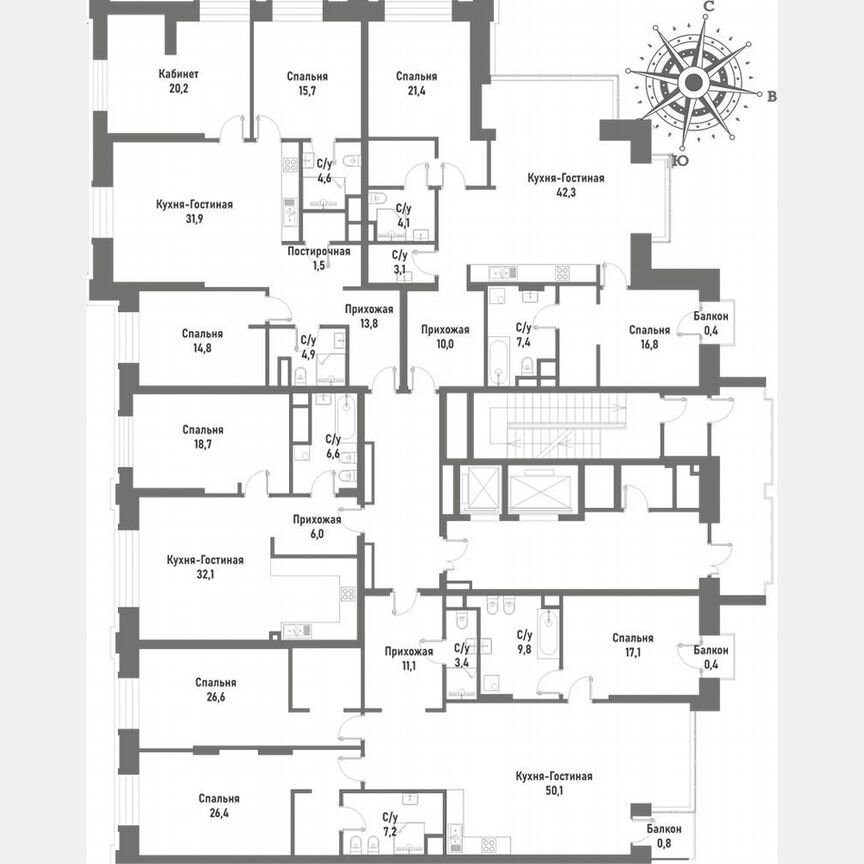 2-к. квартира, 105,6 м², 3/15 эт.