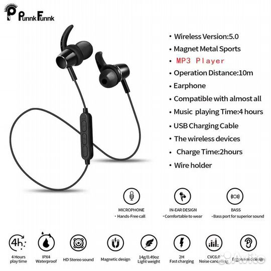 Bluetooth наушники PunnkFunnk BE-011