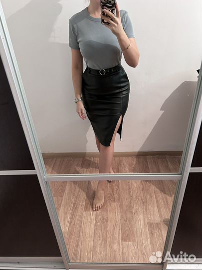 Кожаная юбка love republic 40