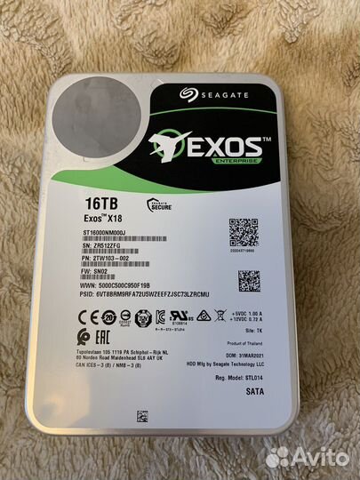 Жесткий диск 16тб Seagate Exos X18