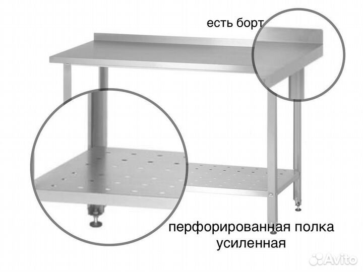 Стол металлический новый с бортом 600х600х860